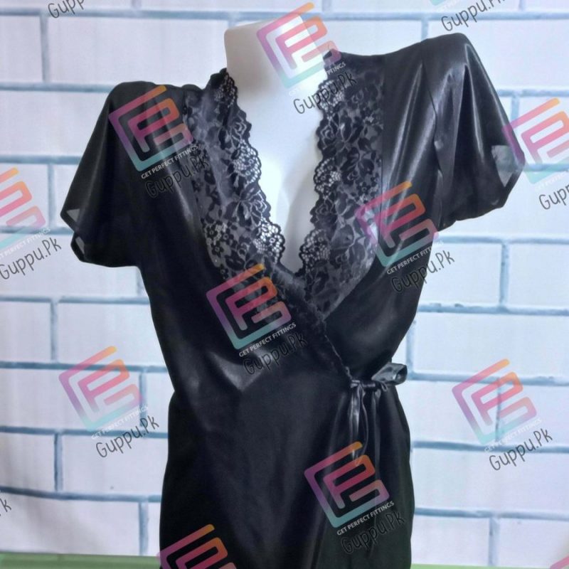 2 Pc Nightwear Robe Women Silk Nighty Gown - guppu.pk
