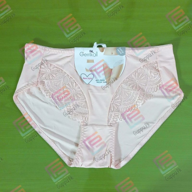 Women Plus Size Underwear Panty Branded Smooth Silk Jersey And Lace Panty - guppu.pk