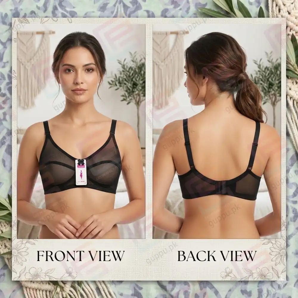 Sheer Net Bra for Women | Fully Transparent See-Through Non-Padded Non-Wired Bra