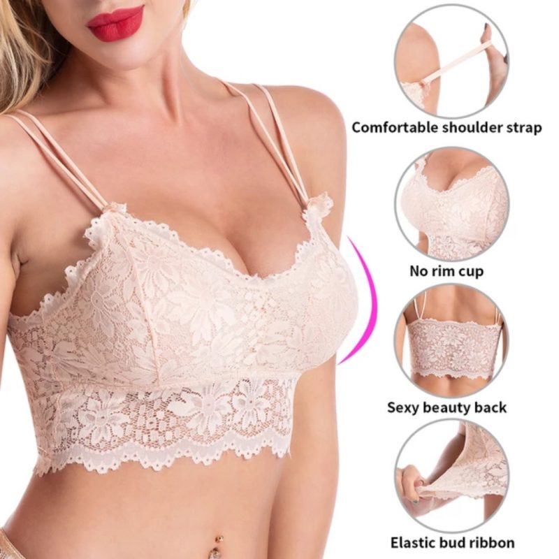 Lace Bralette Spaghetti Straps Padded Crop Tops