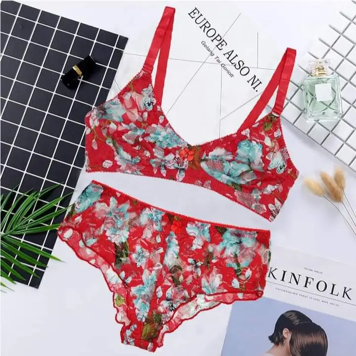 Galaxy Bra Panty Set Non Padded Net Bra Panty Pair