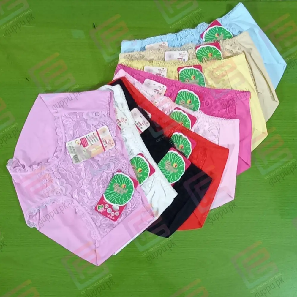 Women Fancy Ice Silk Jersey and Lace Panty free size