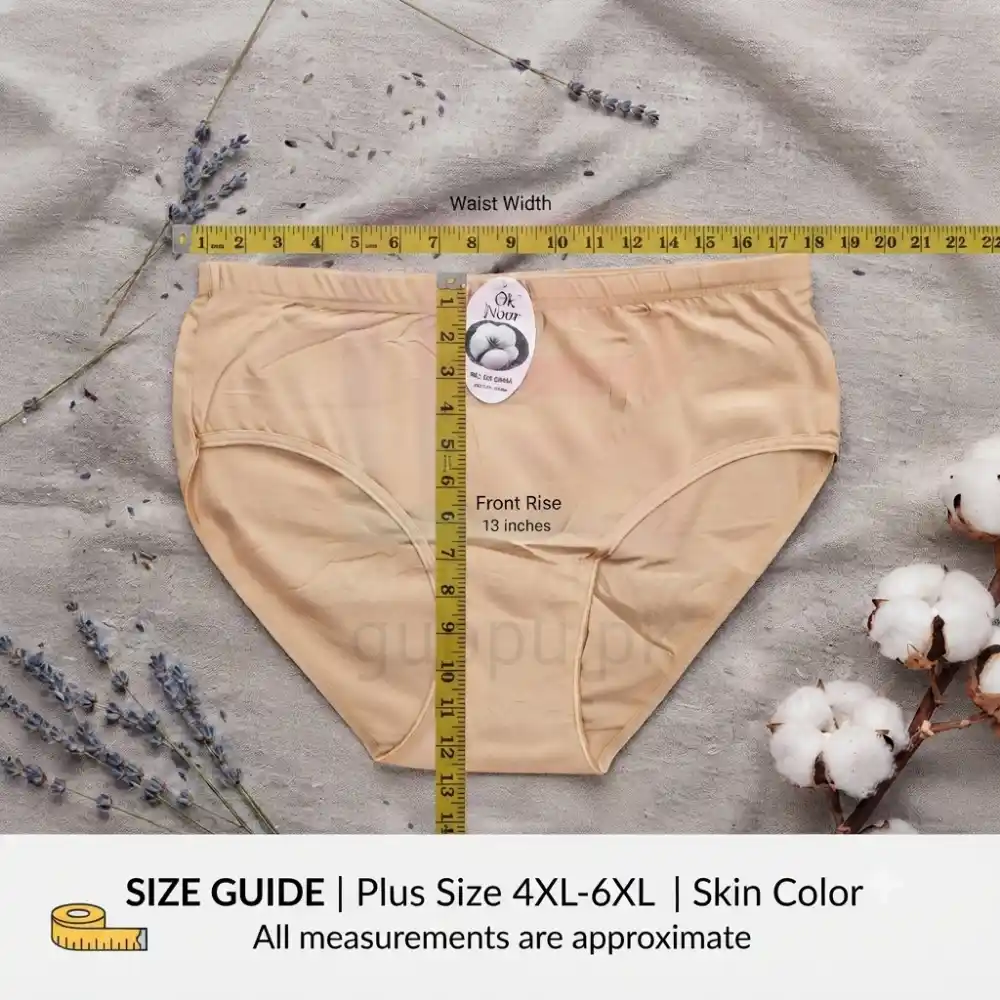 ok noor cotton panty size guide 4xl-6xl measurements