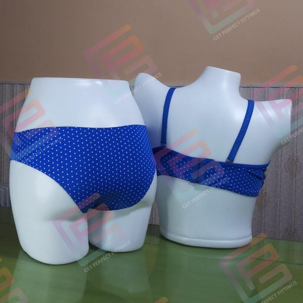 Plus Size Padded Bra and Thong Panty Set Dots Printed D cup