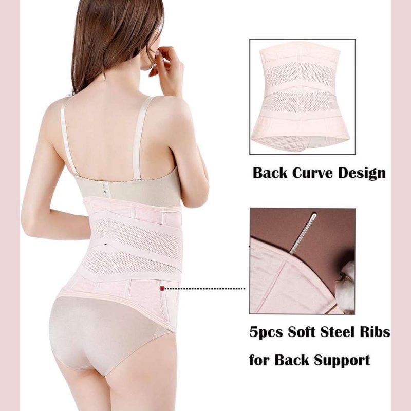 Model wearing back side Postpartum Girdle C-Section Recovery Belt Back Support Belly Wrap Belly Band Shapewear Slimming Belt - guppu.pk
