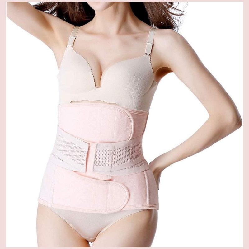 Model wearing Postpartum Girdle C-Section Recovery Belt Back Support Belly Wrap Belly Band Shapewear Slimming Belt - guppu.pk