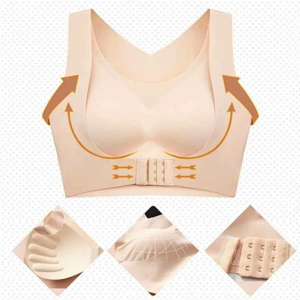 Details of Front Closure Posture Support Sports Bra – Wireless Push Up Back Support Bra for Women