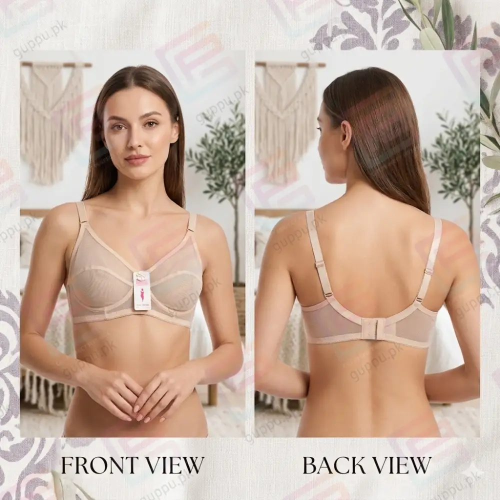 Sheer Net Bra for Women | Fully Transparent See-Through Non-Padded Non-Wired Bra