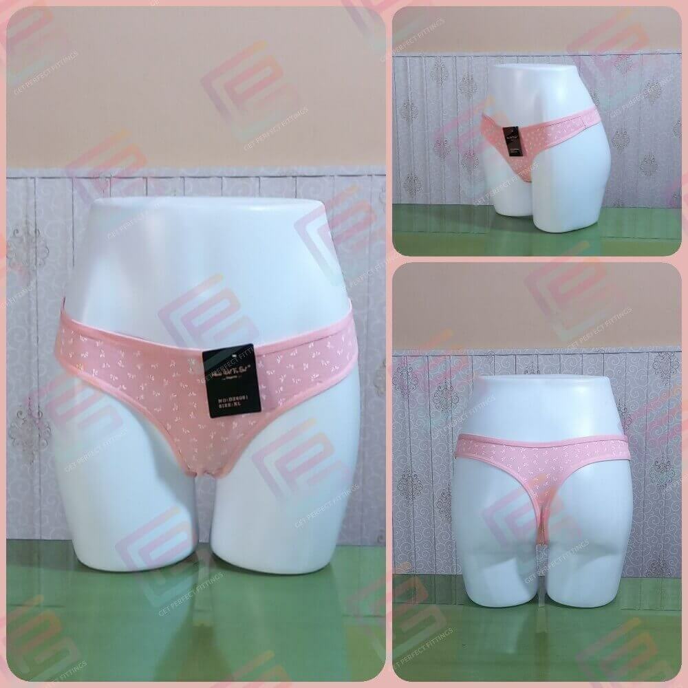 Women Cotton Thong Underwear T-panty Peachy Pink guppu.pk