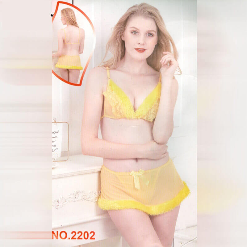 Women 2pc Soft Net Bikini And Mini Skirt Style Set