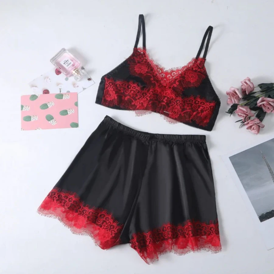 Sexy Satin Cami Shorts Nightwear Baby Doll Nighty