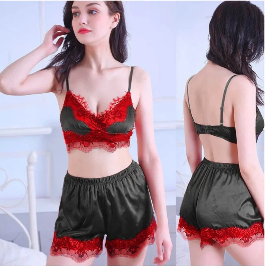 Sexy Satin Cami Shorts Nightwear Baby Doll Nighty