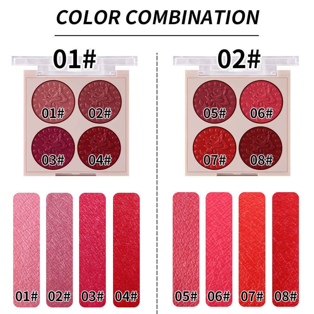 Missrose 4 Colours Lip Palette Mini Lipstick Kit Shades1 and 2