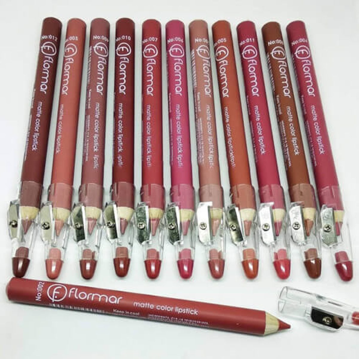 Flormar Lip Pencil Set of 12 with sharpner - Qaussain Cosmetics