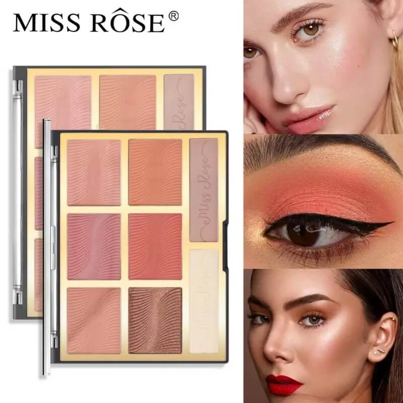 Miss Rose Blush Bronzer Palette 6 Colour Blush 2 Colour Bronzer - guppu.pk