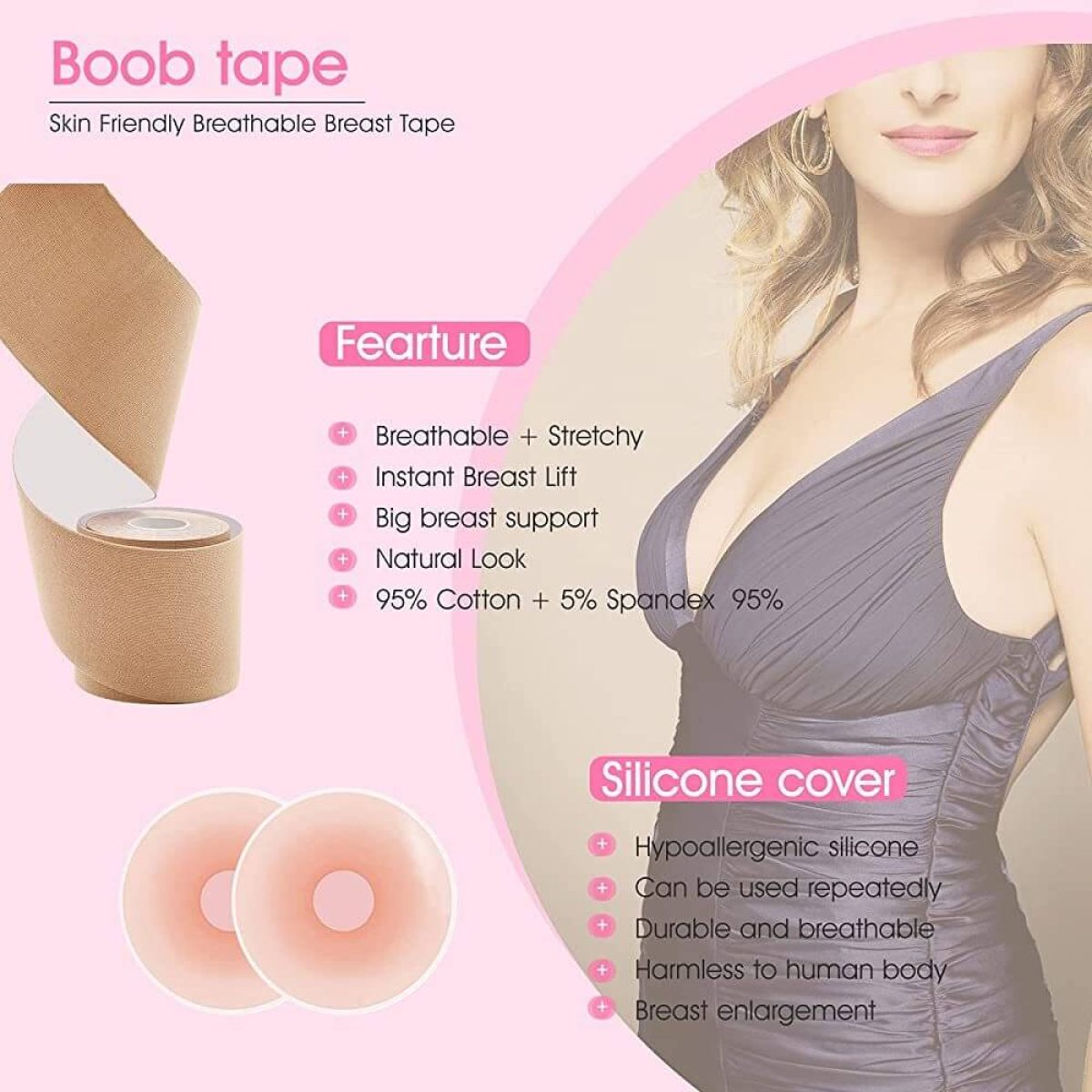 Boob Tape with Silicon Breast Cover for Breast Lift 5mtr