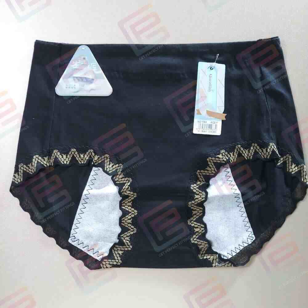 Black Colour Leak Proof Periods Panty Soft Cotton Menstruation Panties with Lace