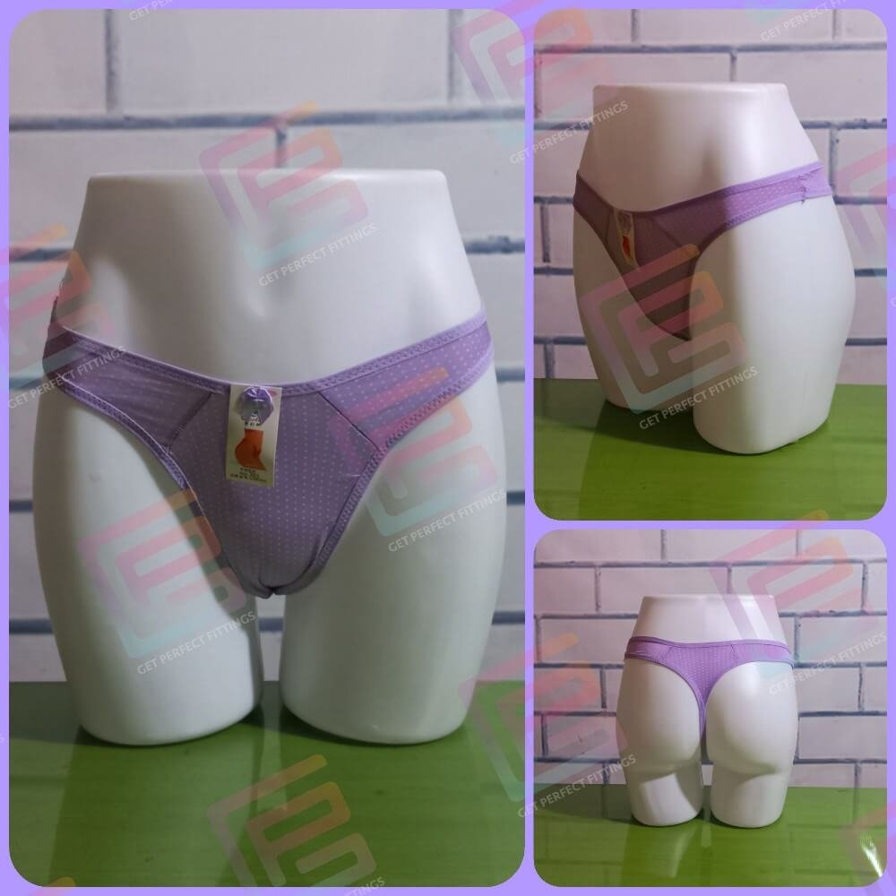 Jersey Thong Panty Dots Printed Purple Sexy Underwear for Women