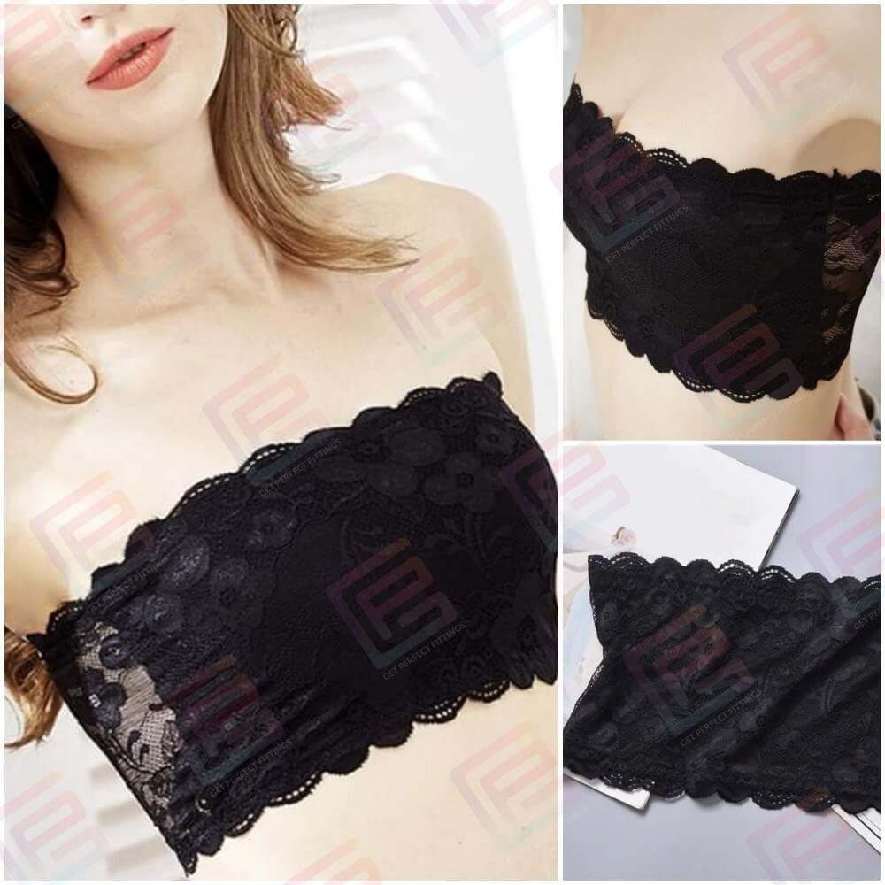 Lace Strapless Tube Bra Non Padded Free Size