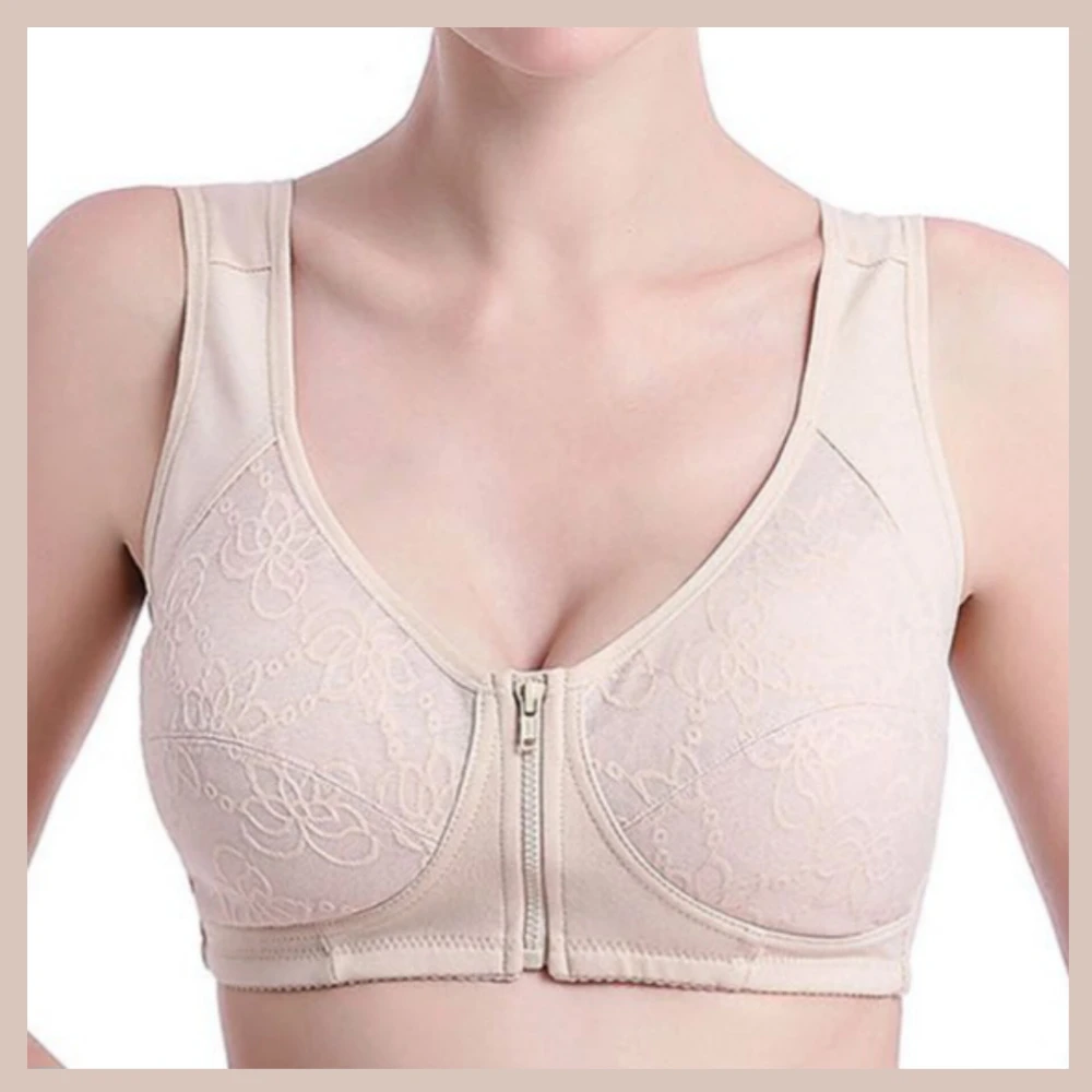 Zip Front Closure Bra Light Padded Post Surgery Mastectomy / Breast Feeding