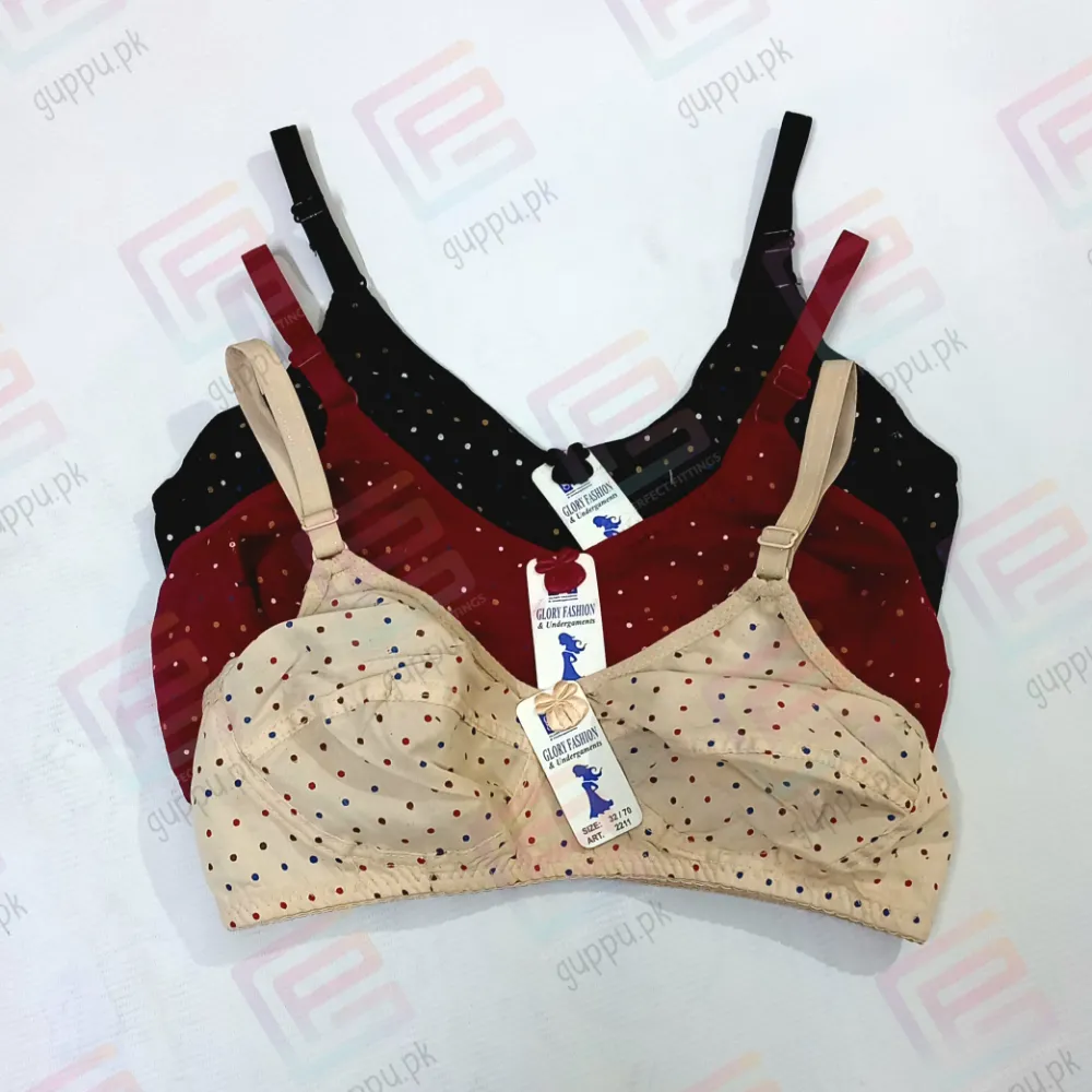 Lightweight Lawn Cotton Bra with Multi-Color Dots Print Glory Fashion Garments (GFG) 