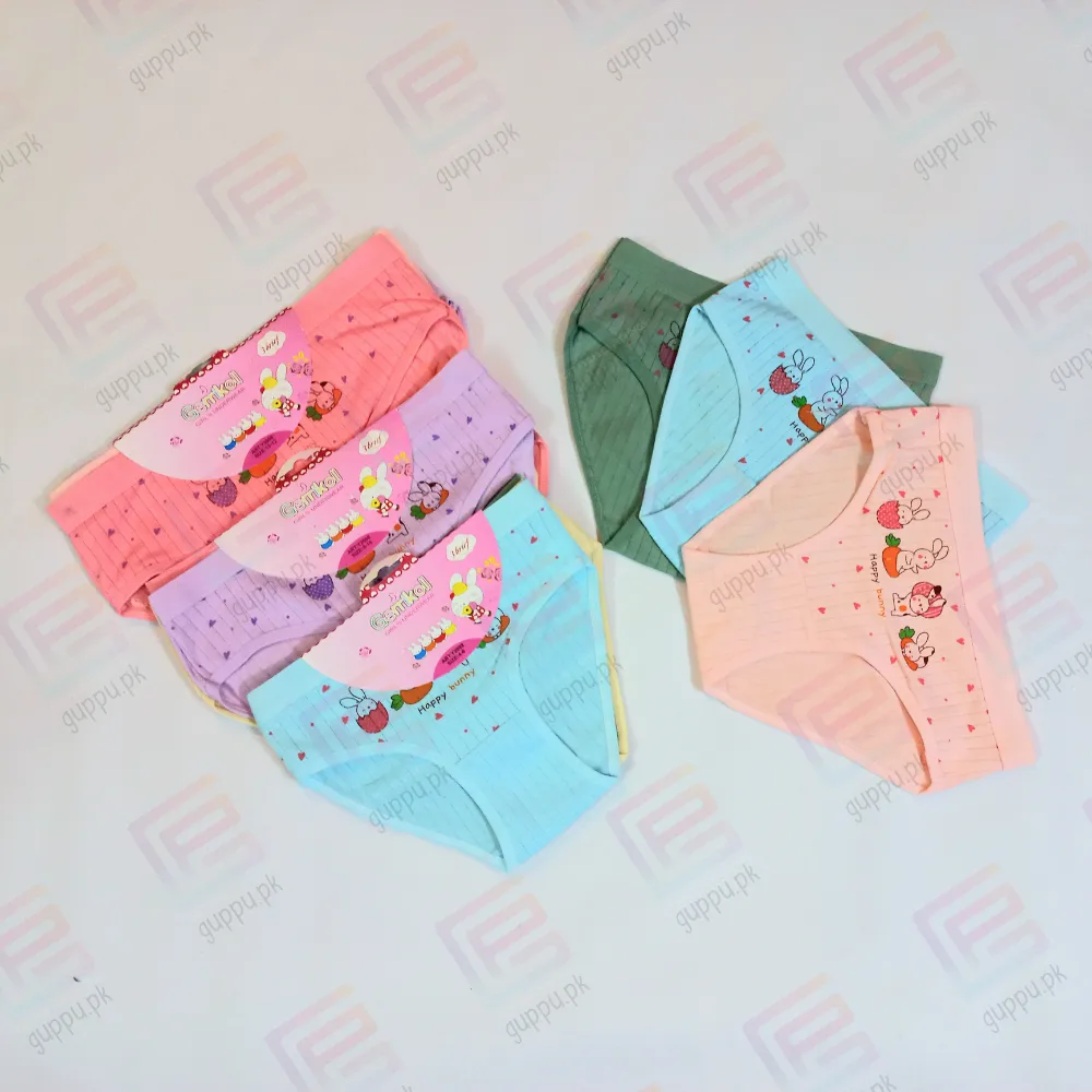 Girls Antibacterial Cotton Panties Pack of 3 (4-12 Years) – Soft, Breathable & Comfortable Underwear