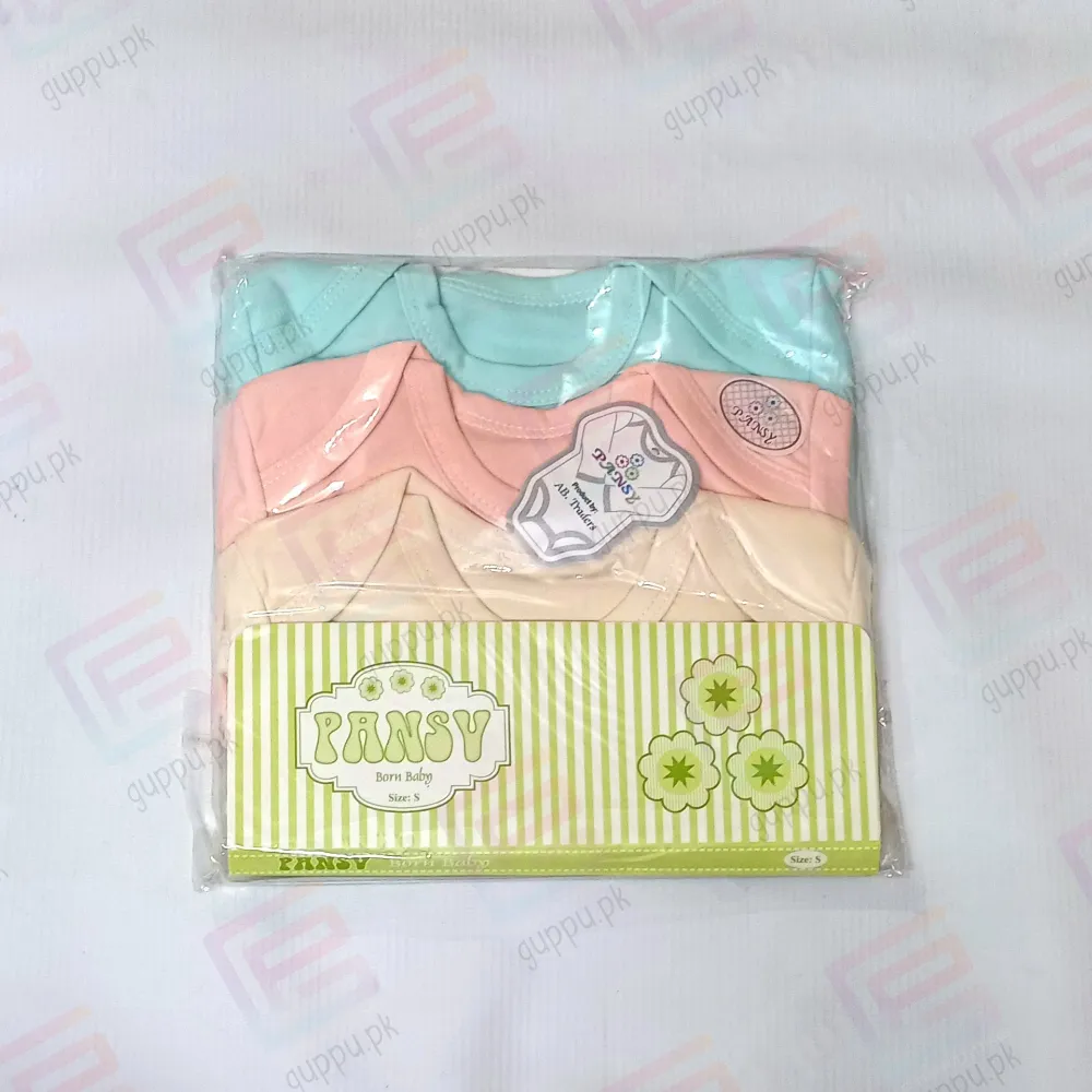 Guppu Pack of 3 Colourful Baby Bodysuits 0-12 Months Soft Cotton