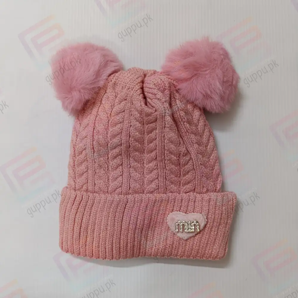 Fancy Woolen Cap for Baby Girls Fleece lined