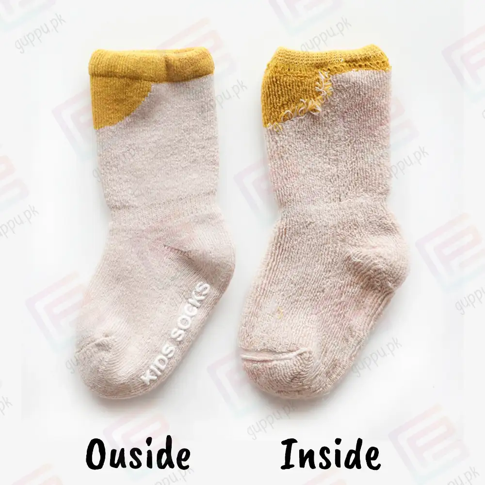 Pack of 3 Eco-Friendly Baby Winter Socks Anti Slip| Organic Cotton Blend - Image 2