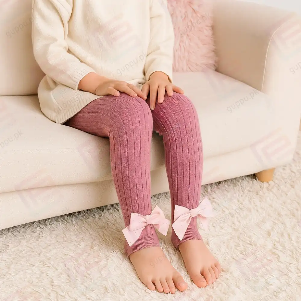 Bowknot Stylish Winter Tights for Girls Warm Leggings
