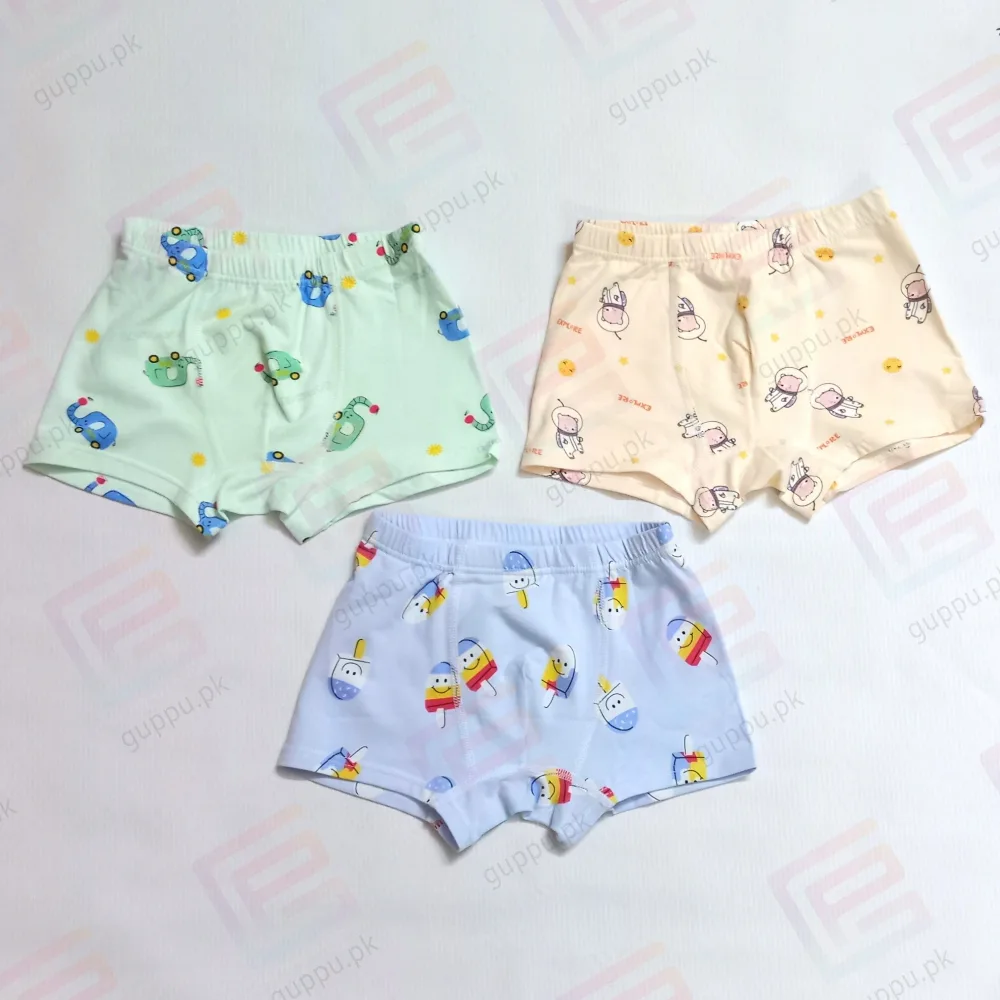 Pack of 3 Antibacterial Cotton Shorts for Babies & Kids (Boys & Girls) – Soft Breathable Baby Underwear Shorts | Sizes 3–7 Years