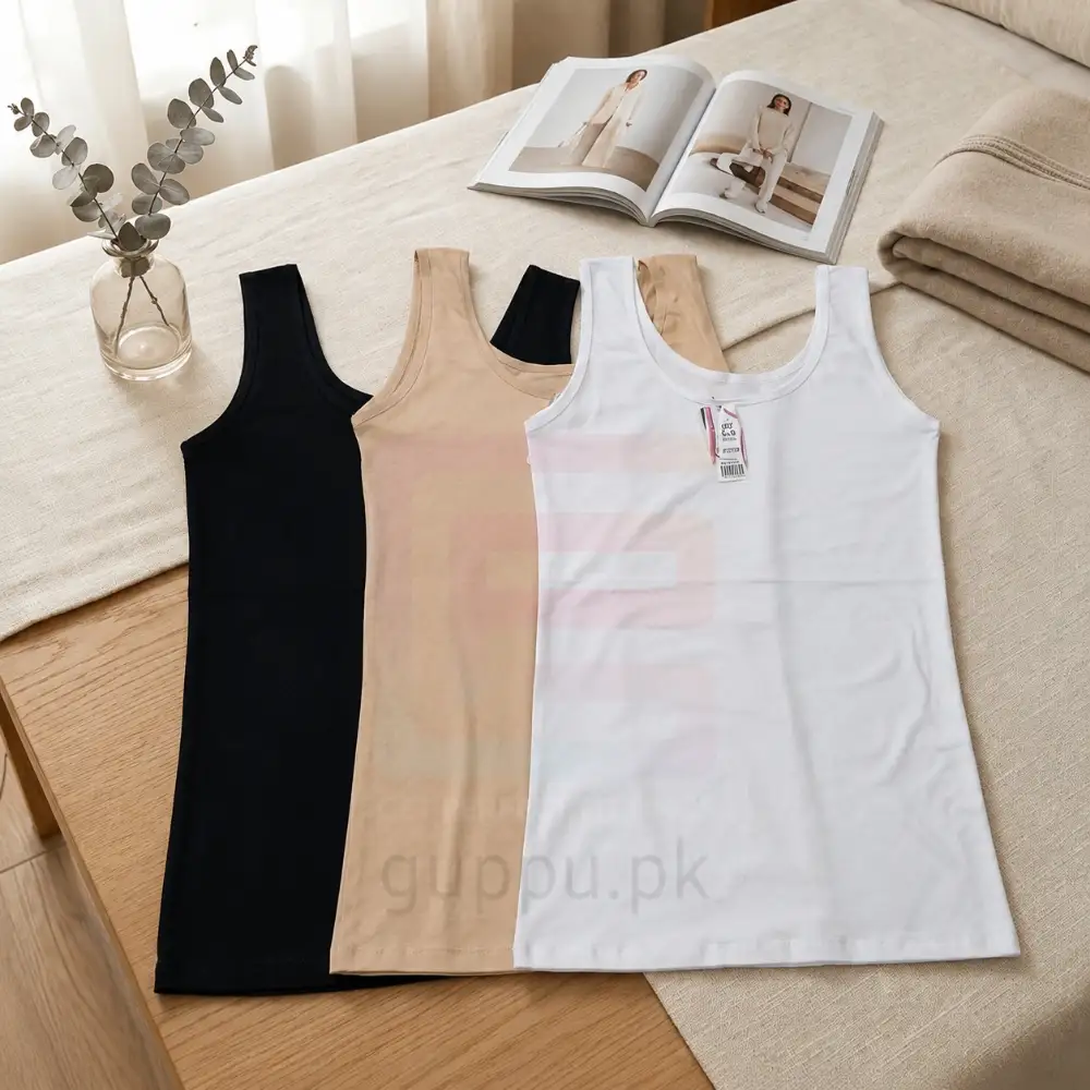 Plus Size Cotton Blend Camisole – Soft Full-Length Inner Vest | 3 Colours